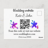 シンプル結婚ミニマルWebサイトQ Rコード追加名y ポストカード (裏面)