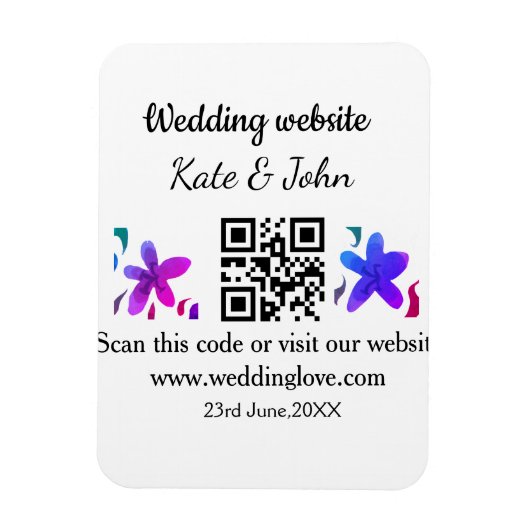 シンプル結婚ミニマルWebサイトQ Rコード追加名y マグネット (縦)