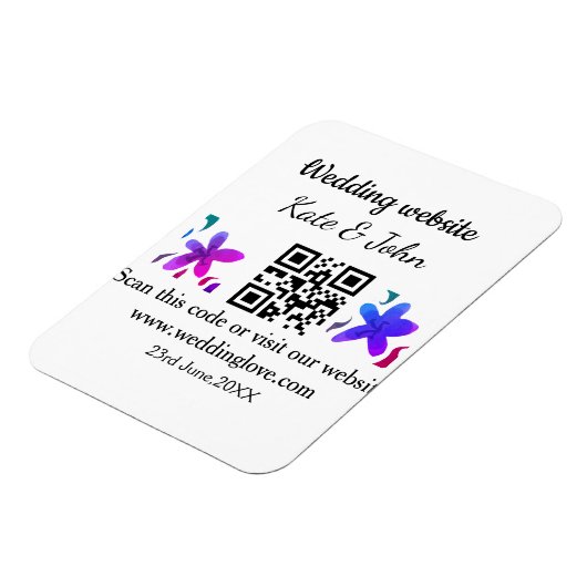 シンプル結婚ミニマルWebサイトQ Rコード追加名y マグネット (左側)