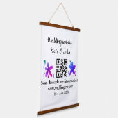 シンプル結婚ミニマルWebサイトQ Rコード追加名y 吊り下げ型タペストリー (傾斜あり)