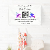 シンプル結婚ミニマルWebサイトQ Rコード追加名y 横断幕 (インサイチュ)