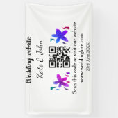 シンプル結婚ミニマルWebサイトQ Rコード追加名y 横断幕 (縦)