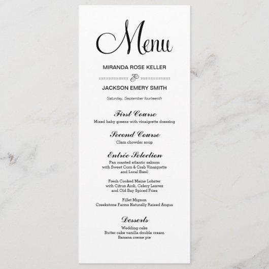 シンプル結婚メニュー/エレガントな結婚式 メニュー (正面)