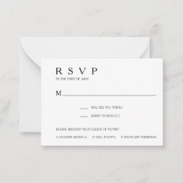 シンプル結婚モダンのミニRSVPカード ノートカード