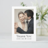 シンプル結婚モダンの写真ハート（小） サンキューカード (スタンド正面)