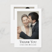 シンプル結婚モダンの写真ハート（小） サンキューカード (正面/裏面)