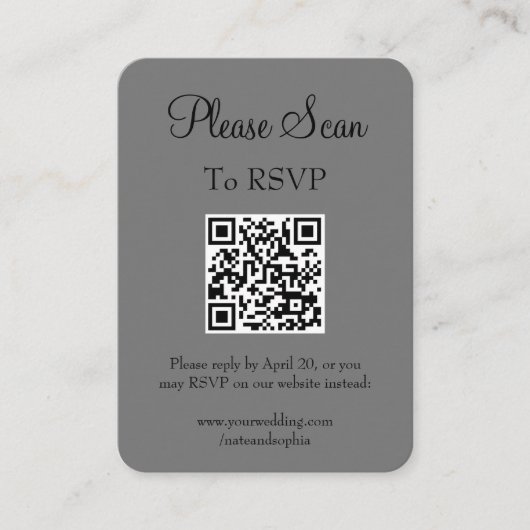 シンプル結婚モダングレイのQRコード エンクロージャーカード (正面)