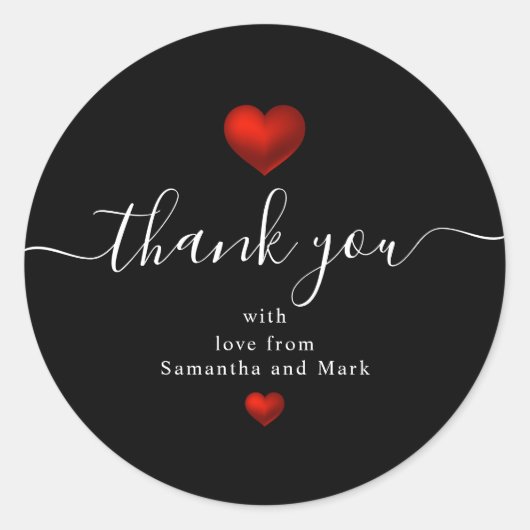 シンプル結婚モダンハート ラウンドシール (正面)