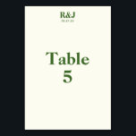 シンプル結婚モダンモノグラム表番号カード テーブルナンバー<br><div class="desc">希望のモノグラムと特別な日付を含むテーブル番号カードを作成。緑のフォントで黄色の非常に明るい色合い。シンプルアピールモダンしろ。ロマンチック結婚なツリーのデザインコレクションからの供給と完璧。カップルのモノグラム、日付結婚、テーブル番号を追加する。テンプレートを使用して独自のテーブ結婚ル番号カードを作成する。</div>