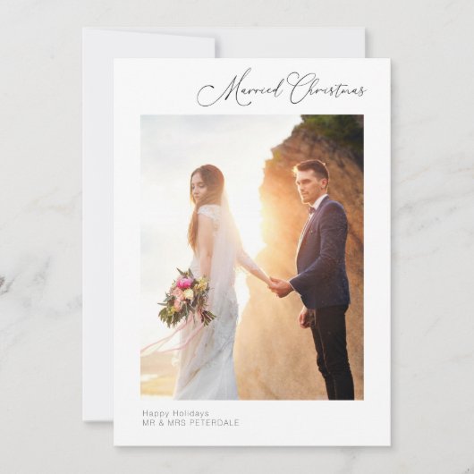 シンプル結婚モダン休日の発表カード サンキューカード (正面)