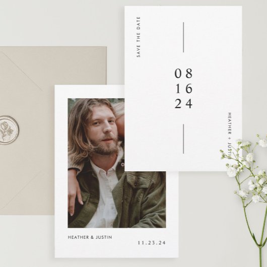 シンプル結婚モダン写真の保存日時 セーブザデート