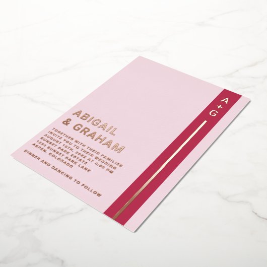 シンプル結婚モダン箔招待状 箔招待状 (回転した状態)