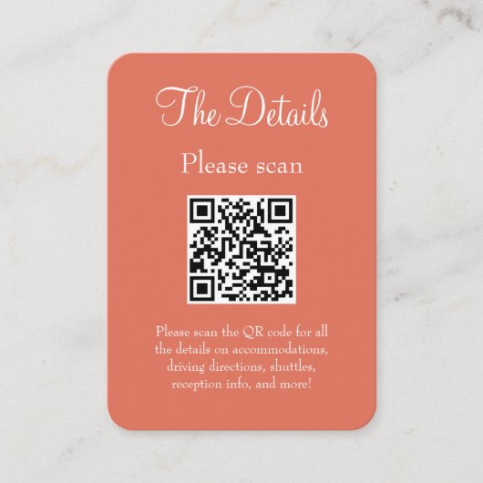 シンプル結婚モダン詳細QRコード エンクロージャーカード (正面)