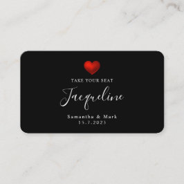 シンプル結婚モダン赤いハートフラット座席表 プレイスカード