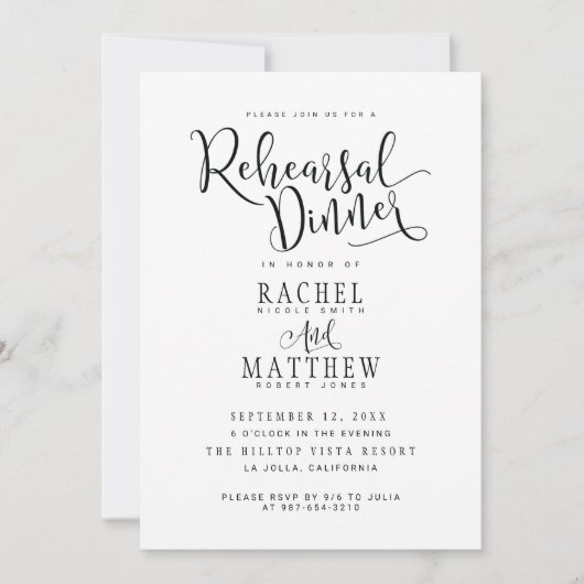 シンプル結婚モダン&リハーサルディナー招待状 招待状 (正面)