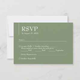 シンプル結婚モダンSage's Green White Reply 出欠カード