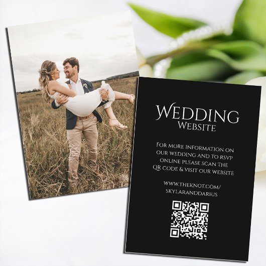 シンプル結婚モノグラムクラシックミニマルQRコード エンクロージャーカード