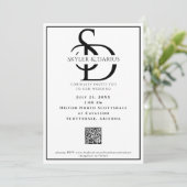 シンプル結婚モノグラムクラシックミニマルQRコード 招待状 (スタンド正面)