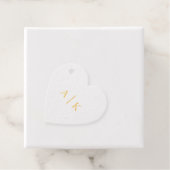 シンプル結婚モノグラム実在金箔ハート フェイバータグ (箱)