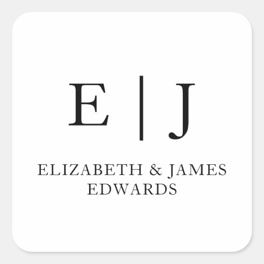 シンプル結婚モノグラム対イニシャル スクエアシール (正面)