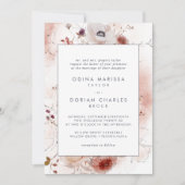 シンプル結婚伝統的フローラ 招待状 (正面)
