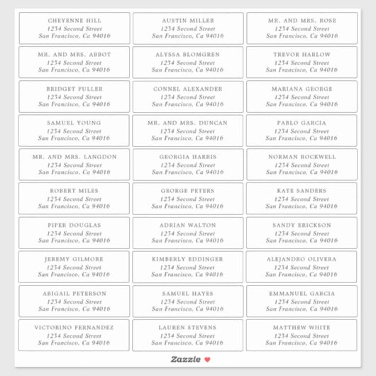 シンプル結婚住所 シール (シート)