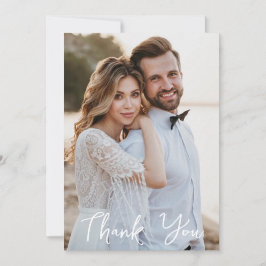 シンプル結婚写真あいさつ文を追加 カード (正面)