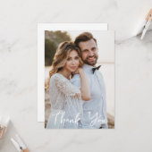 シンプル結婚写真あいさつ文を追加 カード (正面/裏面インサイチュ)