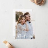 シンプル結婚写真あいさつ文を追加 ノートカード (正面/裏面インサイチュ)