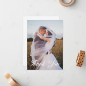 シンプル結婚写真あいさつ文を追加 ノートカード (正面/裏面インサイチュ)