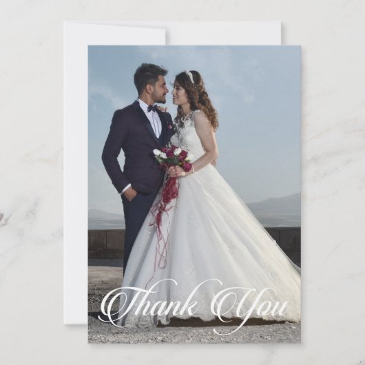 シンプル結婚写真あいさつ文を追加 ノートカード (正面)