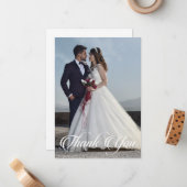 シンプル結婚写真あいさつ文を追加 ノートカード (正面/裏面インサイチュ)
