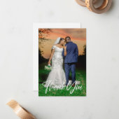 シンプル結婚写真あいさつ文を追加 ノートカード (正面/裏面インサイチュ)