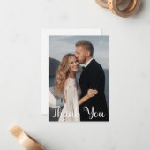 シンプル結婚写真あいさつ文を追加 ノートカード (正面/裏面インサイチュ)