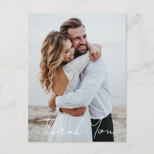 シンプル結婚写真あいさつ文を追加 ポストカード (正面)