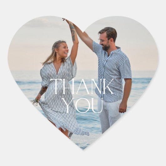 シンプル結婚写真ありがとう ハートシール (正面)