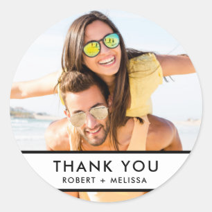 シンプル結婚写真感謝 ラウンドシール