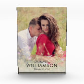 シンプル結婚夫婦の写真名の日付 フォトブロック (正面)