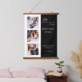 シンプル結婚夫婦3枚フォト写真 吊り下げ型タペストリー (寝室)