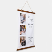 シンプル結婚夫婦3枚フォト写真 吊り下げ型タペストリー (傾斜あり)