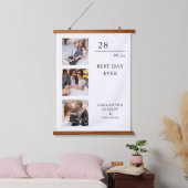 シンプル結婚夫婦3枚フォト写真 吊り下げ型タペストリー (寝室)