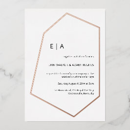 シンプル結婚幾何実在バラ金ゴールド 箔招待状