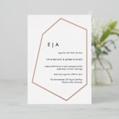 シンプル結婚幾何実在バラ金ゴールド 箔招待状 (立ち正面)