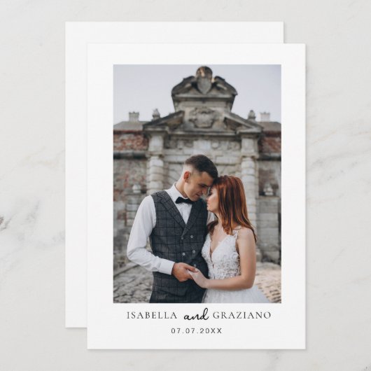 シンプル結婚式の招待ミニマモダンリスト シーズンカード (正面/裏面)