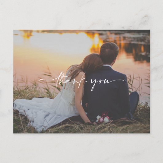 シンプル結婚式の日の写真ありがとうポストカード ポストカード (正面)