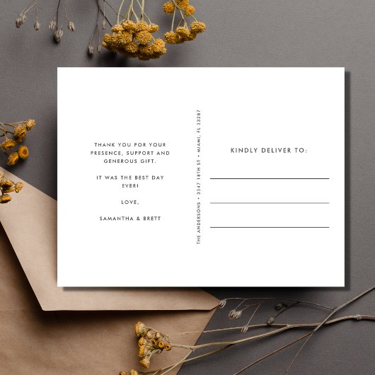 シンプル結婚式の日の写真ありがとうポストカード ポストカード