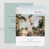 シンプル結婚式招待状カップル写真シーフォーム 招待状 (正面/裏面)