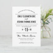 シンプル結婚式招待状プレーン白黒カスタム 招待状 (スタンド正面)