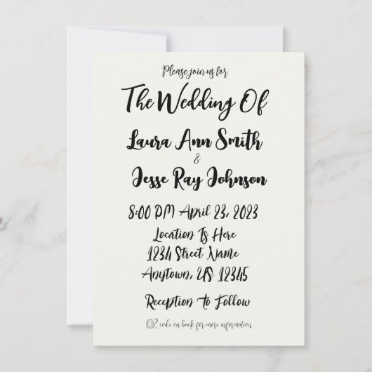 シンプル結婚式招待状基本QRコーフレンドリード 招待状 (正面)