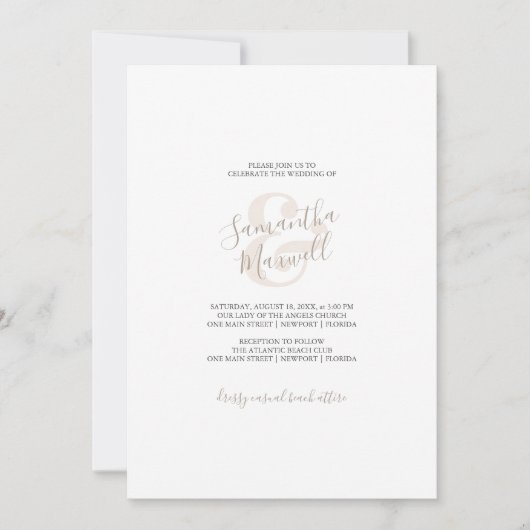 シンプル結婚式招待状流木ベージュ (正面)